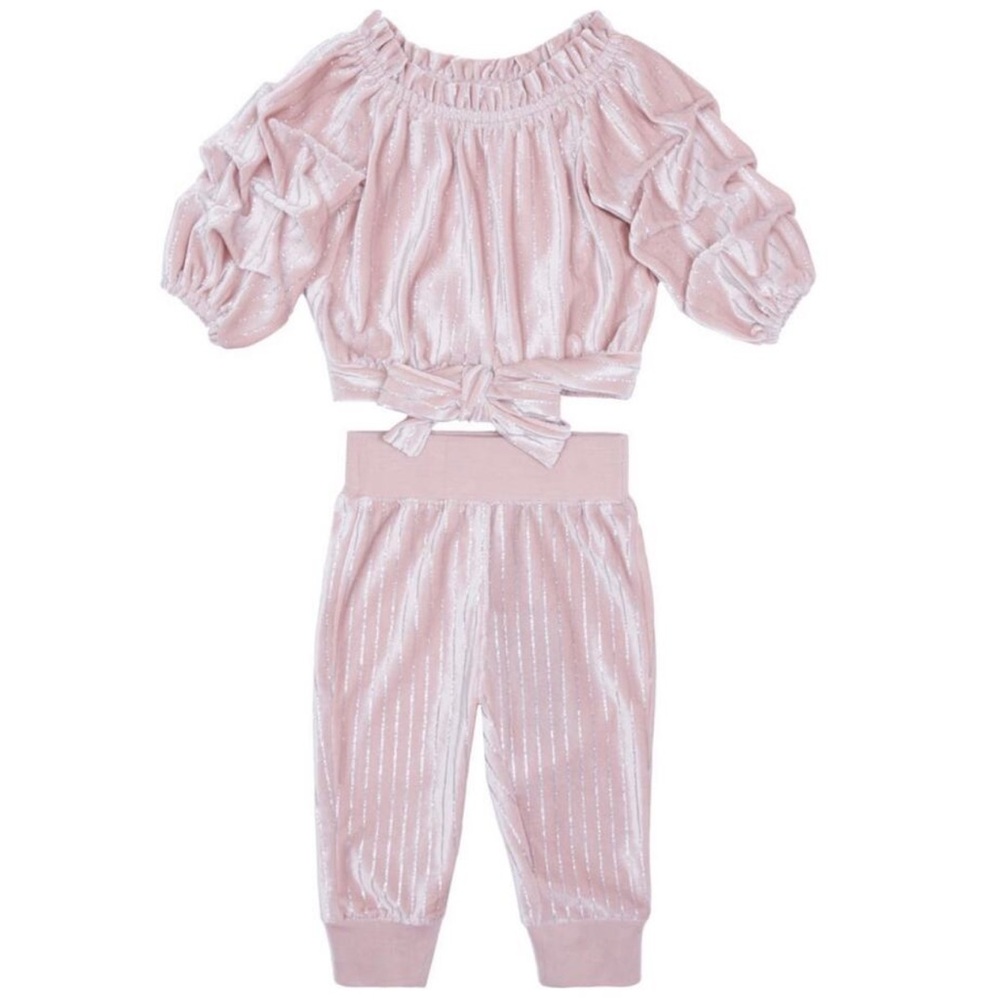 Habitual baby girl metallic velour outfit 12M